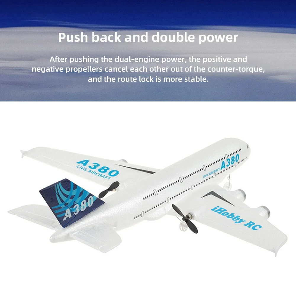 Avión radiocontrol A380 de espuma con control remoto para niños - imagen 3