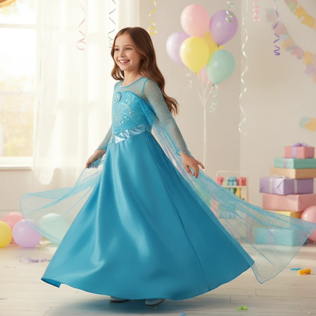 Disfraz de Carnaval para niñas, vestido princesa Reina de Hielo con capa de malla - imagen 3