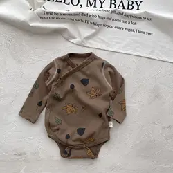 Mameluco algodón para recién nacido con estampado de hojas de manzana