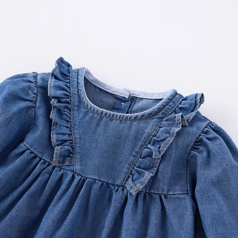 Vestido vaquero manga larga bebé niña suave algodón primavera otoño - imagen 5