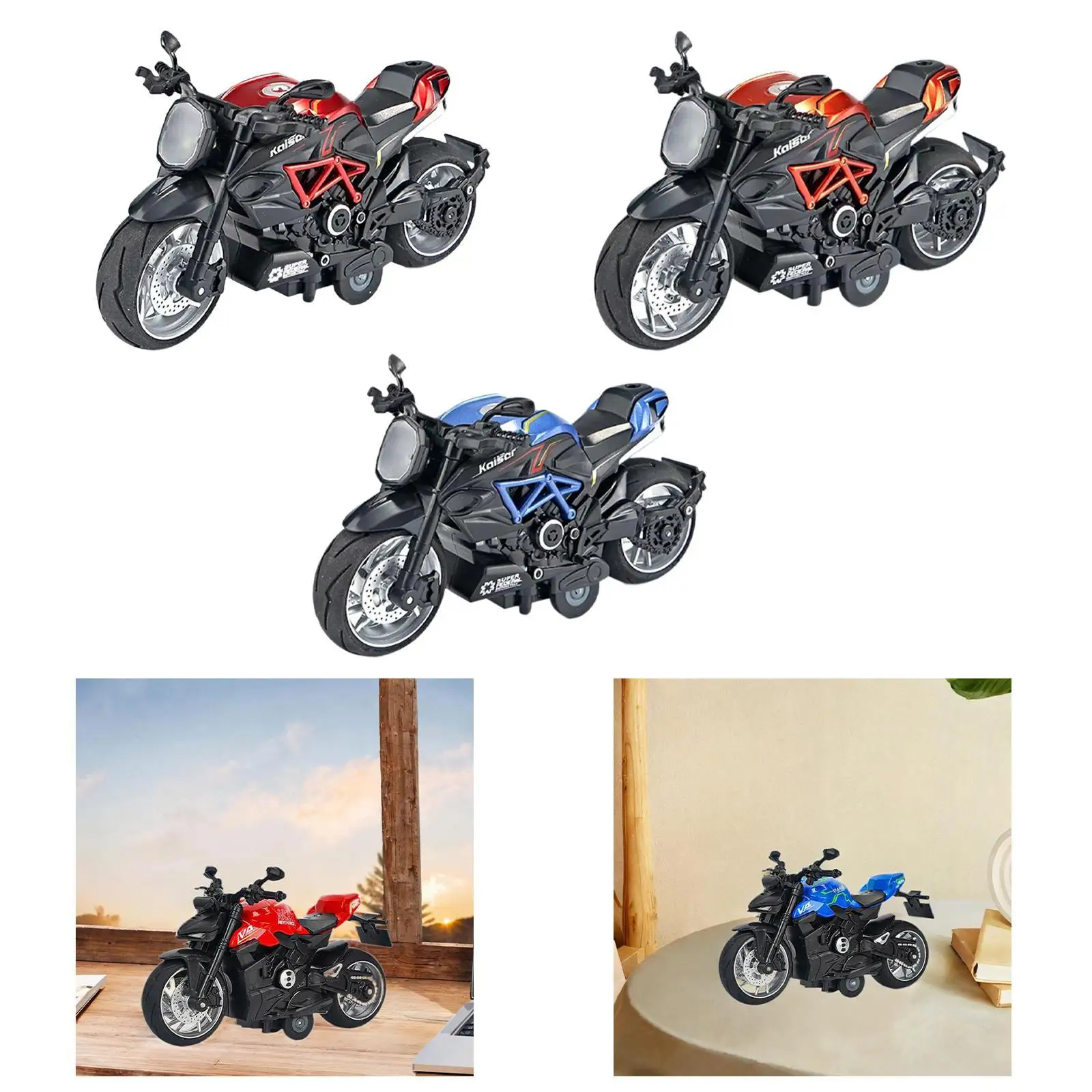 Moto de juguete para niños de aleación con retroceso y colección - imagen 3