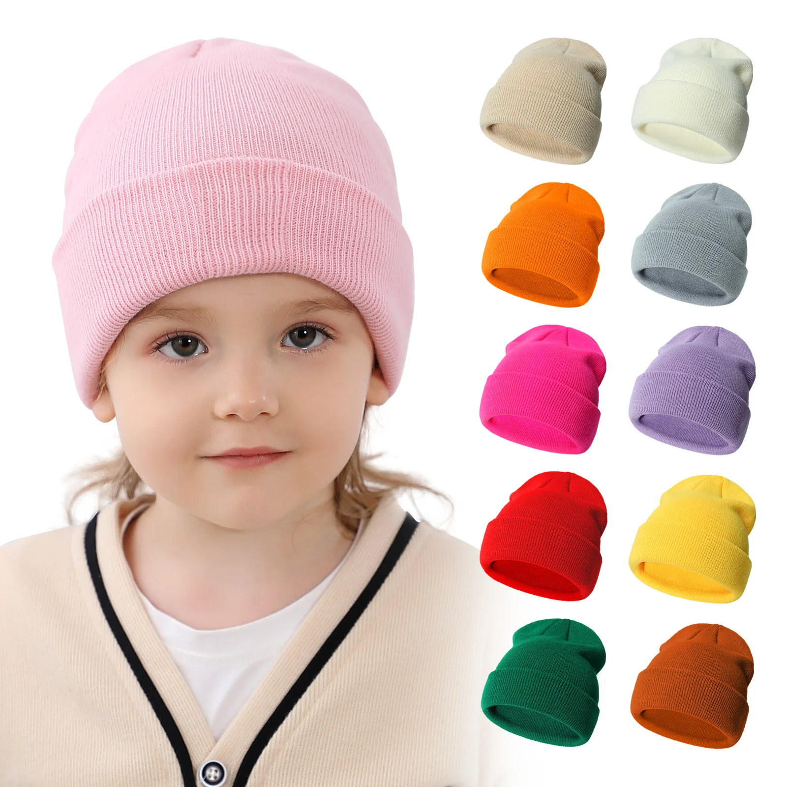 Gorro de invierno de punto cálido caramelo unisex infantil - imagen 3