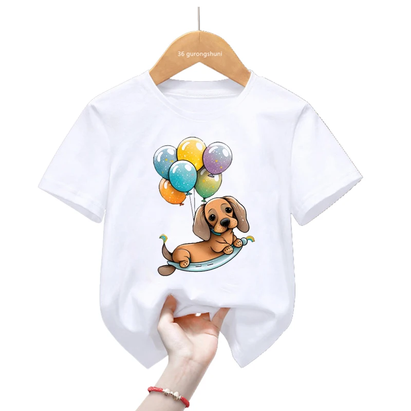 Camiseta divertida con perro salchicha kawaii para niños – Verano - imagen 4