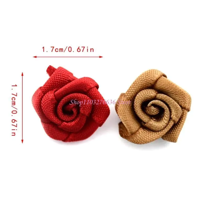 Rosas de cinta cosidas sobre tejido