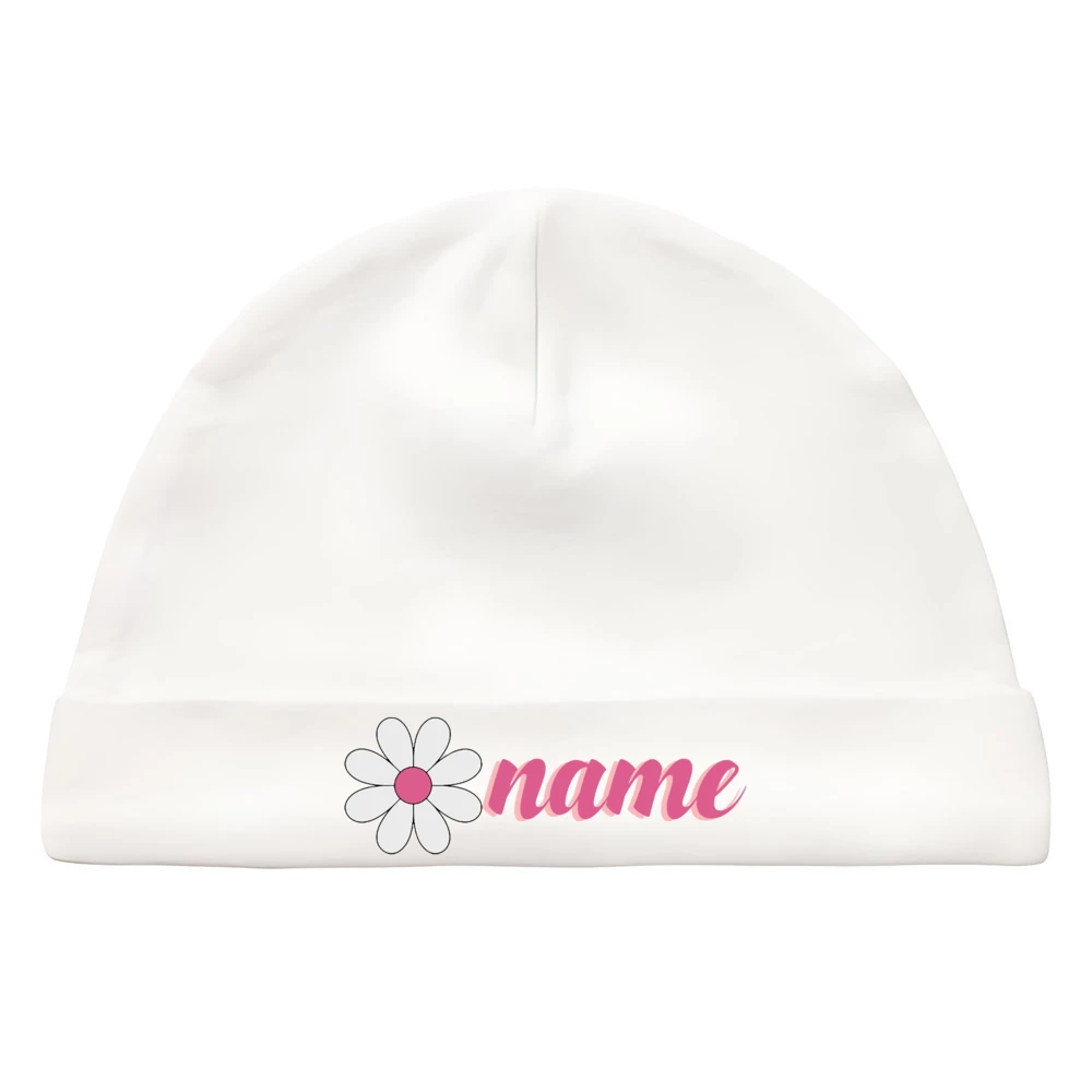 Detalle del gorro de algodón blanco