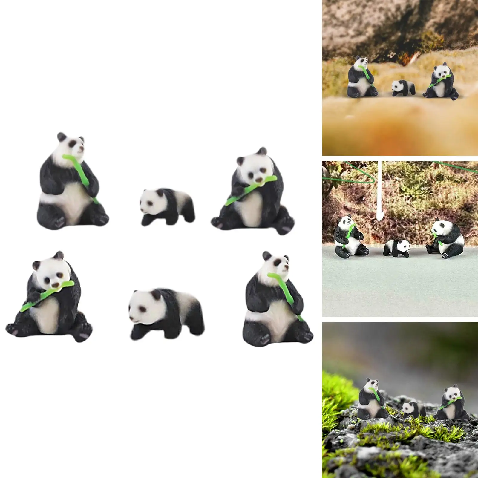 Miniature Resin Pandas Mini Animal Ornament 1/87 Scale Home Decoration Miniature Resin Pandas Mini Animal Ornament 1/87 Scale Home Decoration
