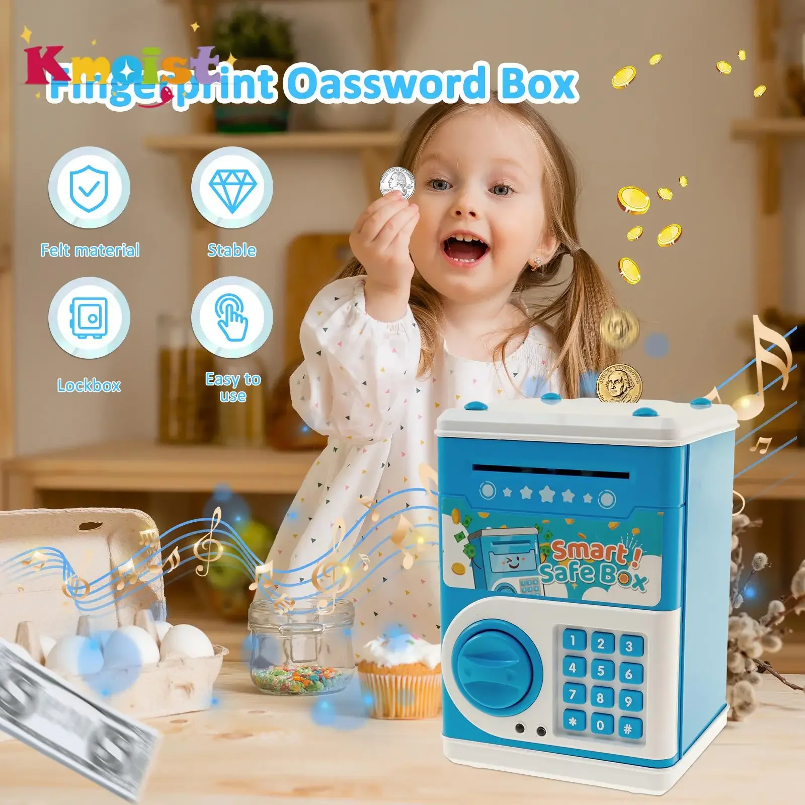 Hucha electrónica infantil con inducción automática y gran capacidad