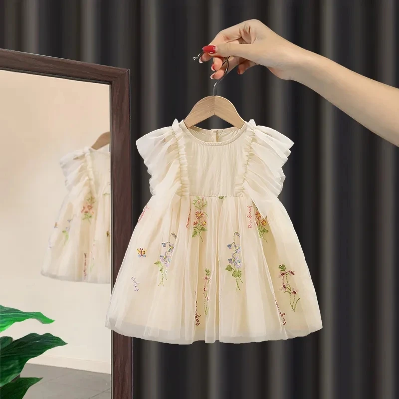 Departamento Mori vestido de tul con bordado floral para niña - imagen 4