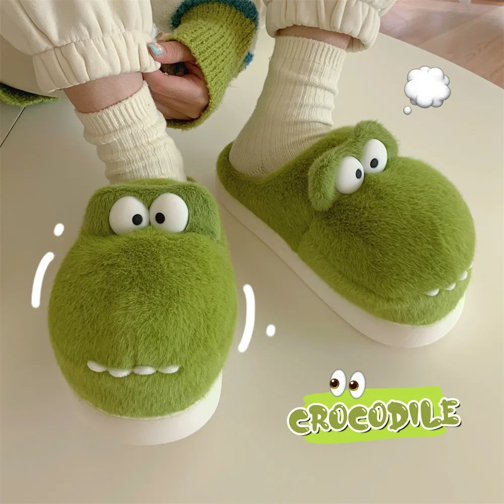 Zapatillas de casa de invierno de tacón plataforma estilo cocodrilo - imagen 4