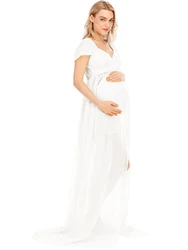 JustVH Vestido de maternidad en encaje y gasa con hombros descubiertos