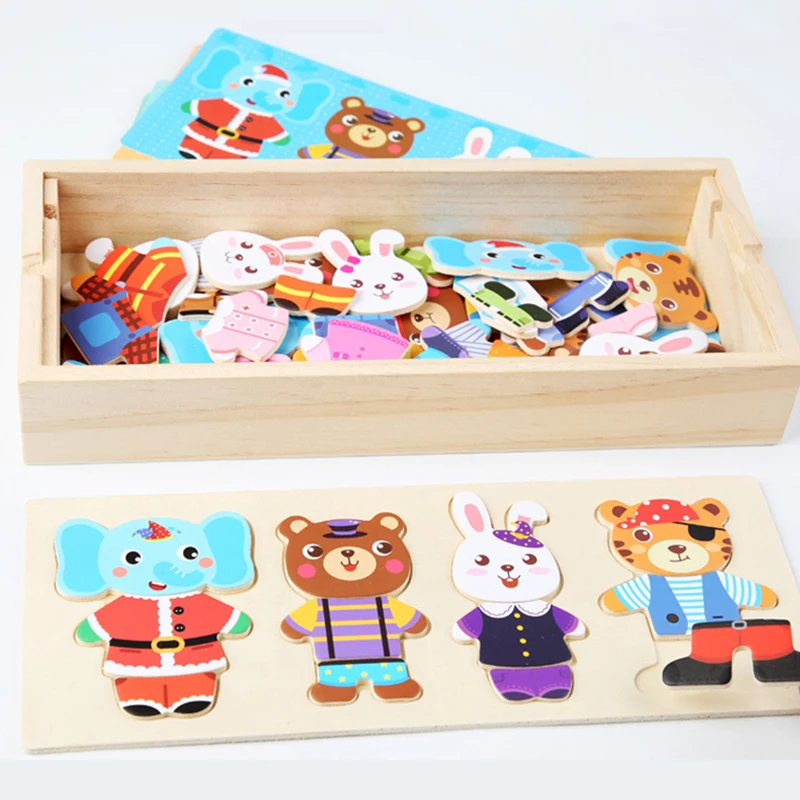Juego educativo madera – Puzzle vestir para niños - imagen 3