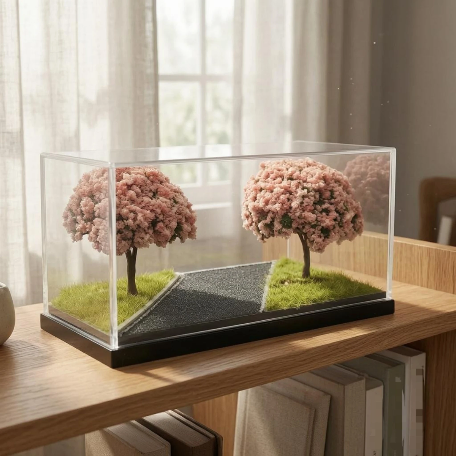 Diorama de flor de cerezo con miniatura de coche en acrílico - imagen 3