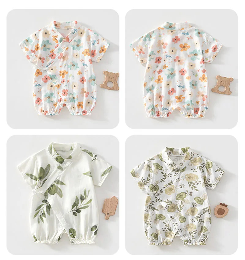 Mono bebé floral finito y holgado, una pieza para niña