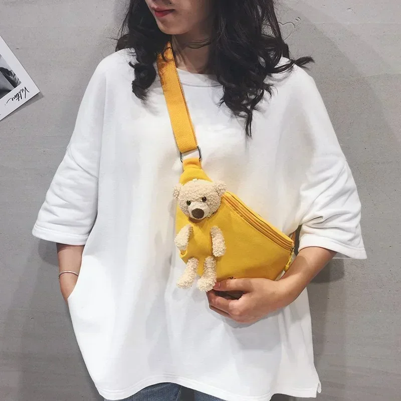 Riñonera de lona infantil – Estampado oso cruzado