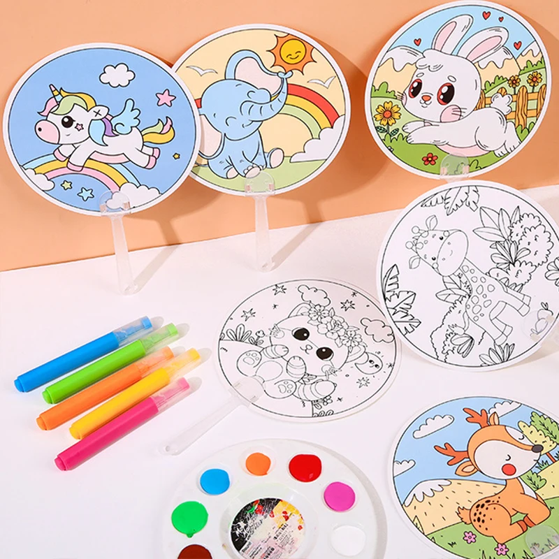 Abanicos de papel para niños hecho a mano de verano con animales - imagen 3