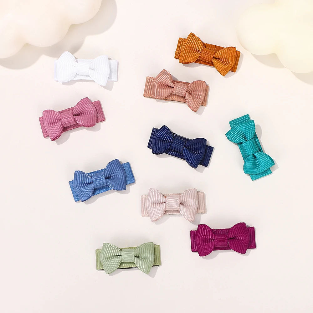 Pinzas para el pelo con lazo mini para niñas – Color liso - imagen 3