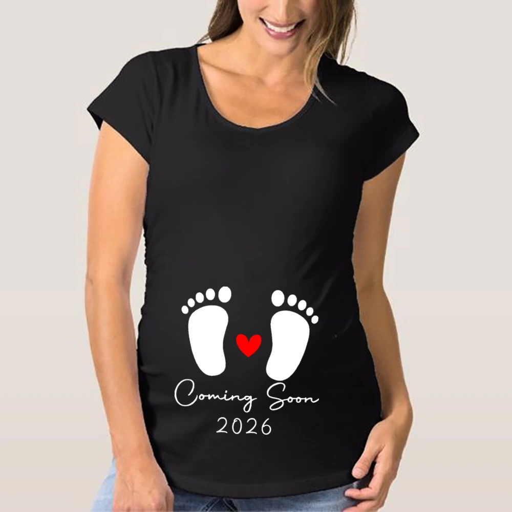 Camiseta premamá estampada de manga corta para embarazadas - imagen 4