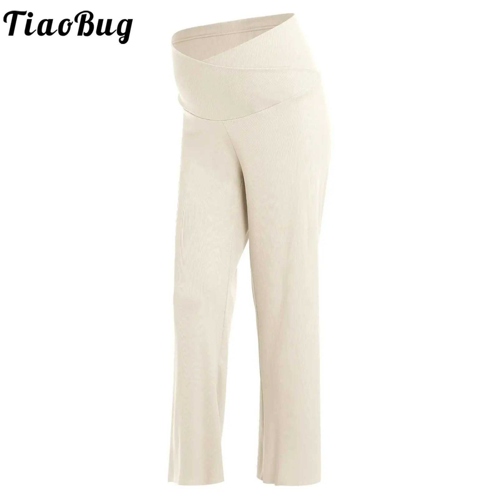 Pantalones de maternidad de pierna ancha con cintura ajustable - imagen 4