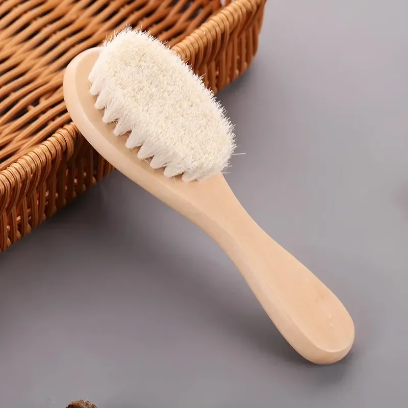 Cepillo de lana para bebé recién nacido, peine de madera - imagen 5
