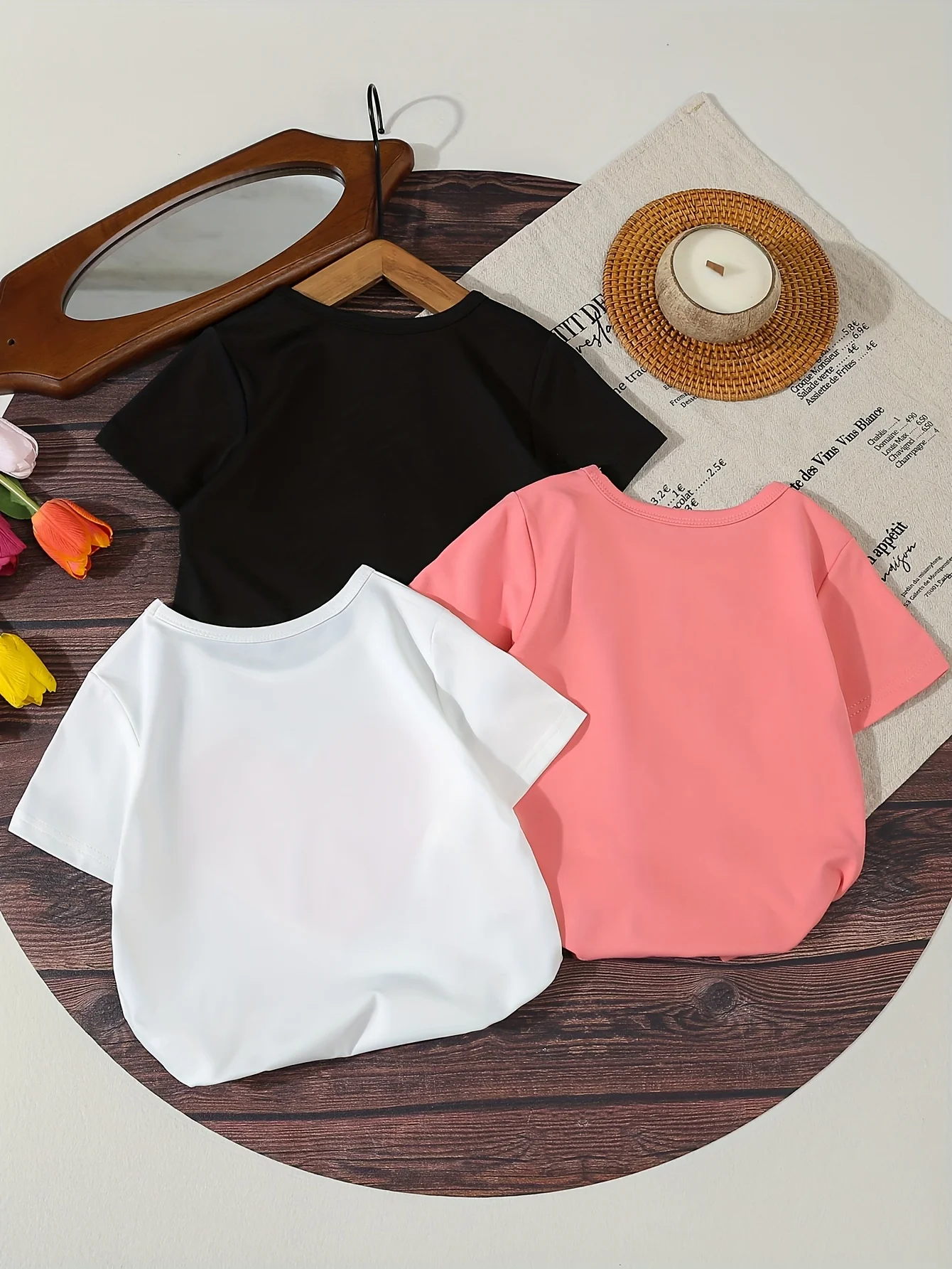 Camiseta de verano para niñas con estampado de corazones y manga corta - imagen 3