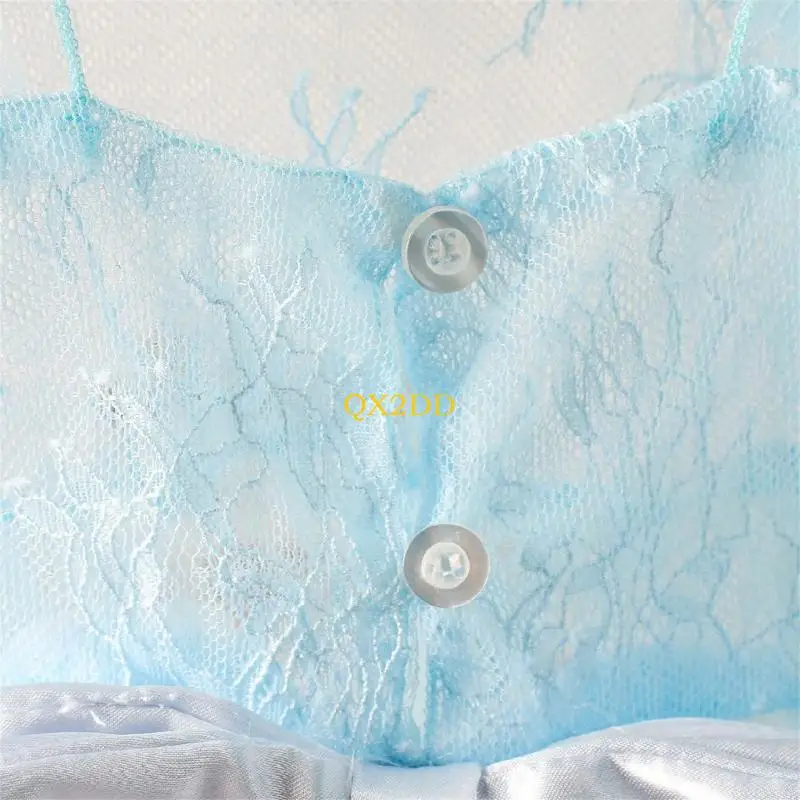 QX2D Vestido transpirable de recién nacido con lazo y diadema - imagen 4