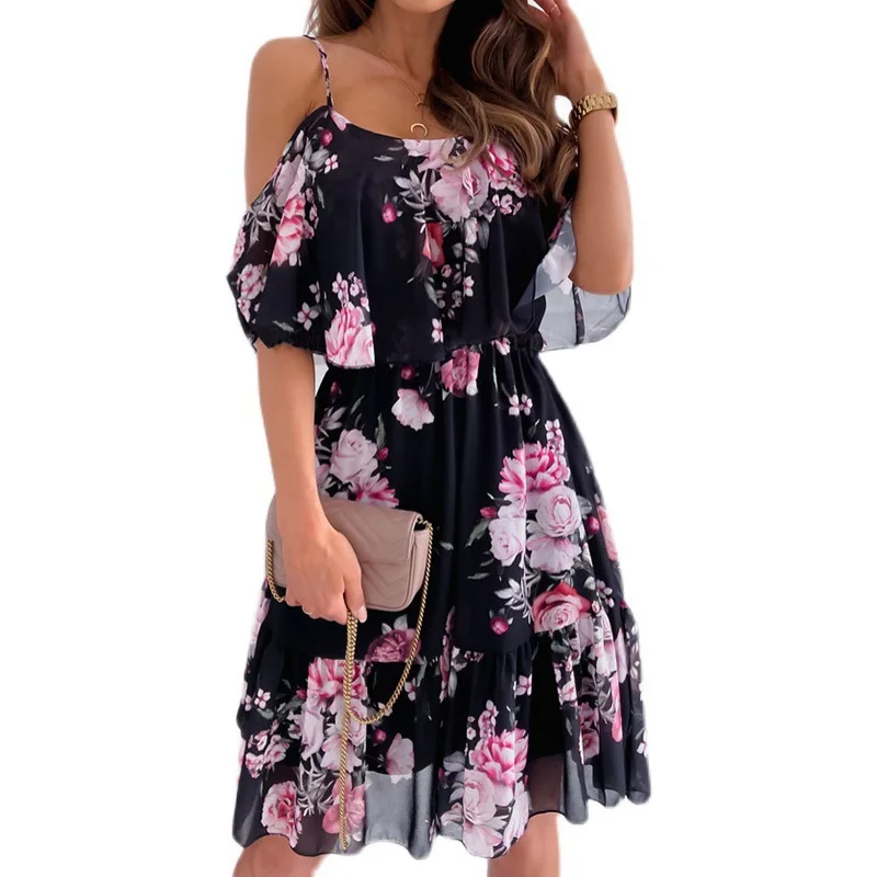 Vestido de embarazada antideslizante gasa floral hasta rodilla - imagen 4