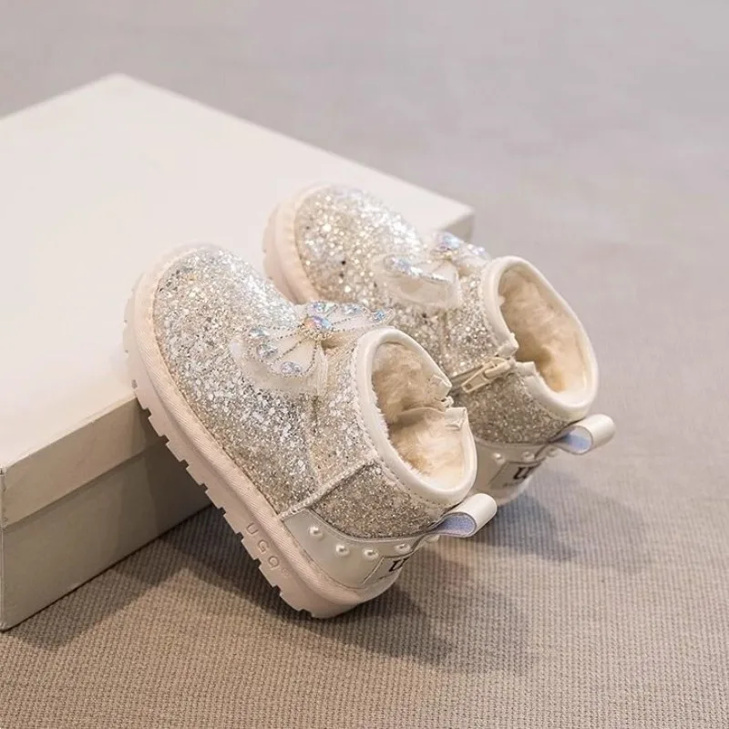Botas de nieve infantiles de fondo plano, cálidas y cómodas - imagen 3