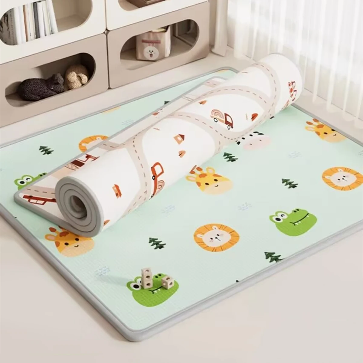 Alfombra de juego infantil gruesa EPE plegable para gatear - imagen 5
