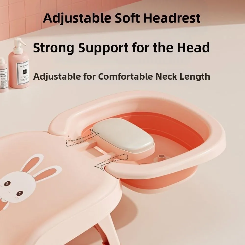 Silla de champú infantil ajustable con lavacabezas y asiento plegable - imagen 5