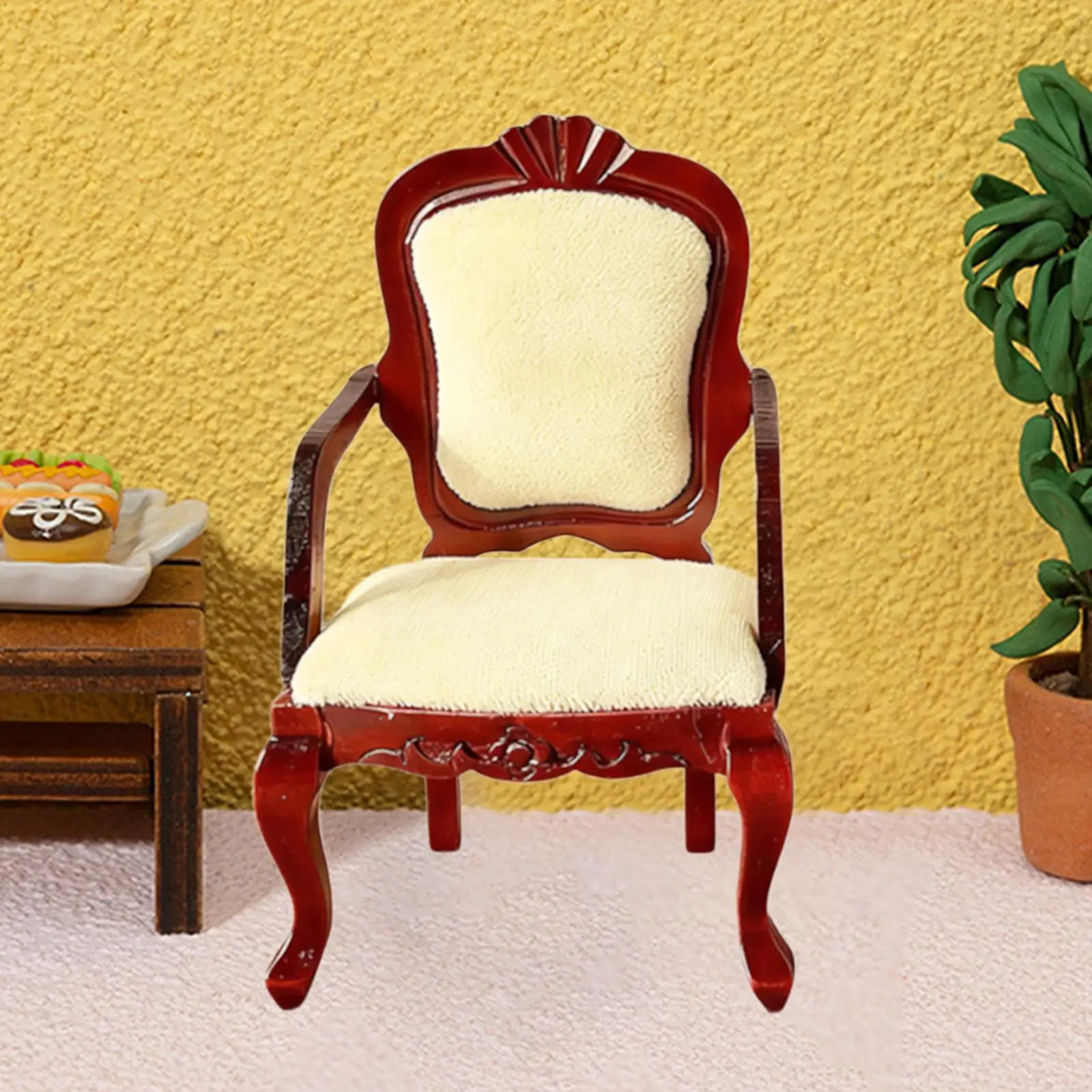 Silla para casa de muñecas vintage de madera hecha a mano - imagen 4