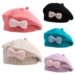 Gorro de invierno tejido con lazos princesa para bebé niña suave