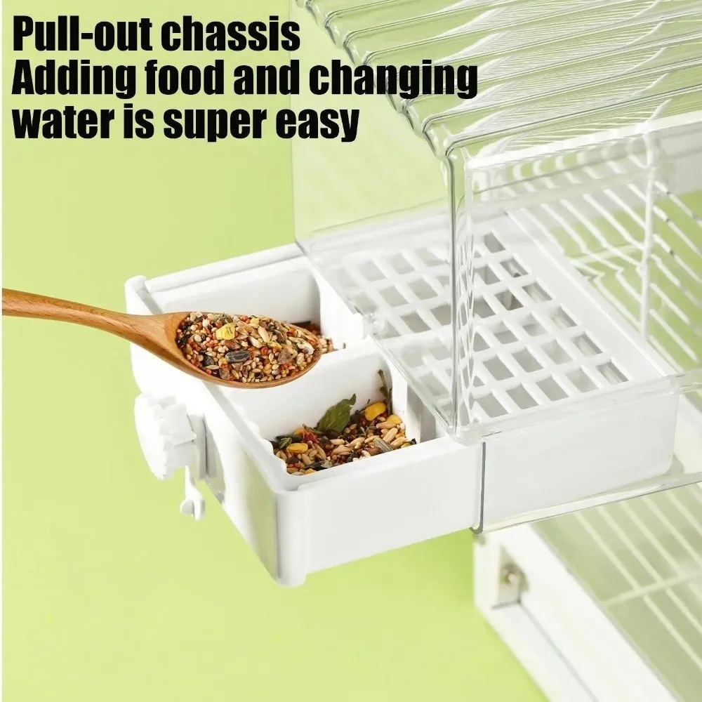 Baño para loros multifuncional anti-salpicaduras con comedero - imagen 2