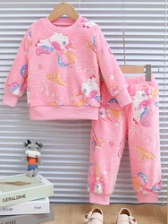 Conjunto de manga larga con dibujos animados para niña otoño-invierno