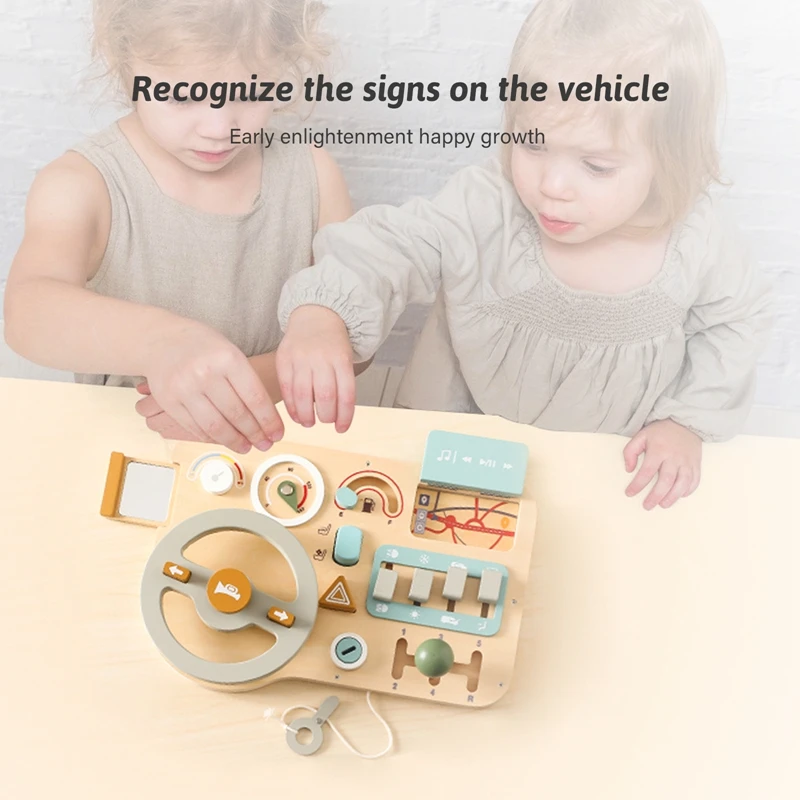 Volante de madera para niños - Tablero sensorial educativo - imagen 4