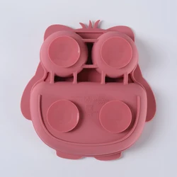 Vajilla de silicona infantil con plato búho y ventosa para bebés