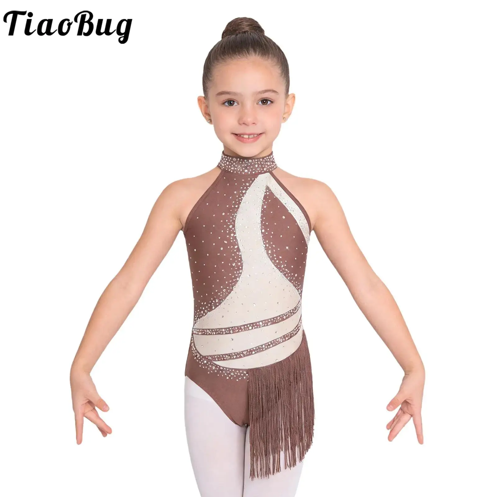 Body de danza para niña sin mangas con strass y flecos - imagen 3