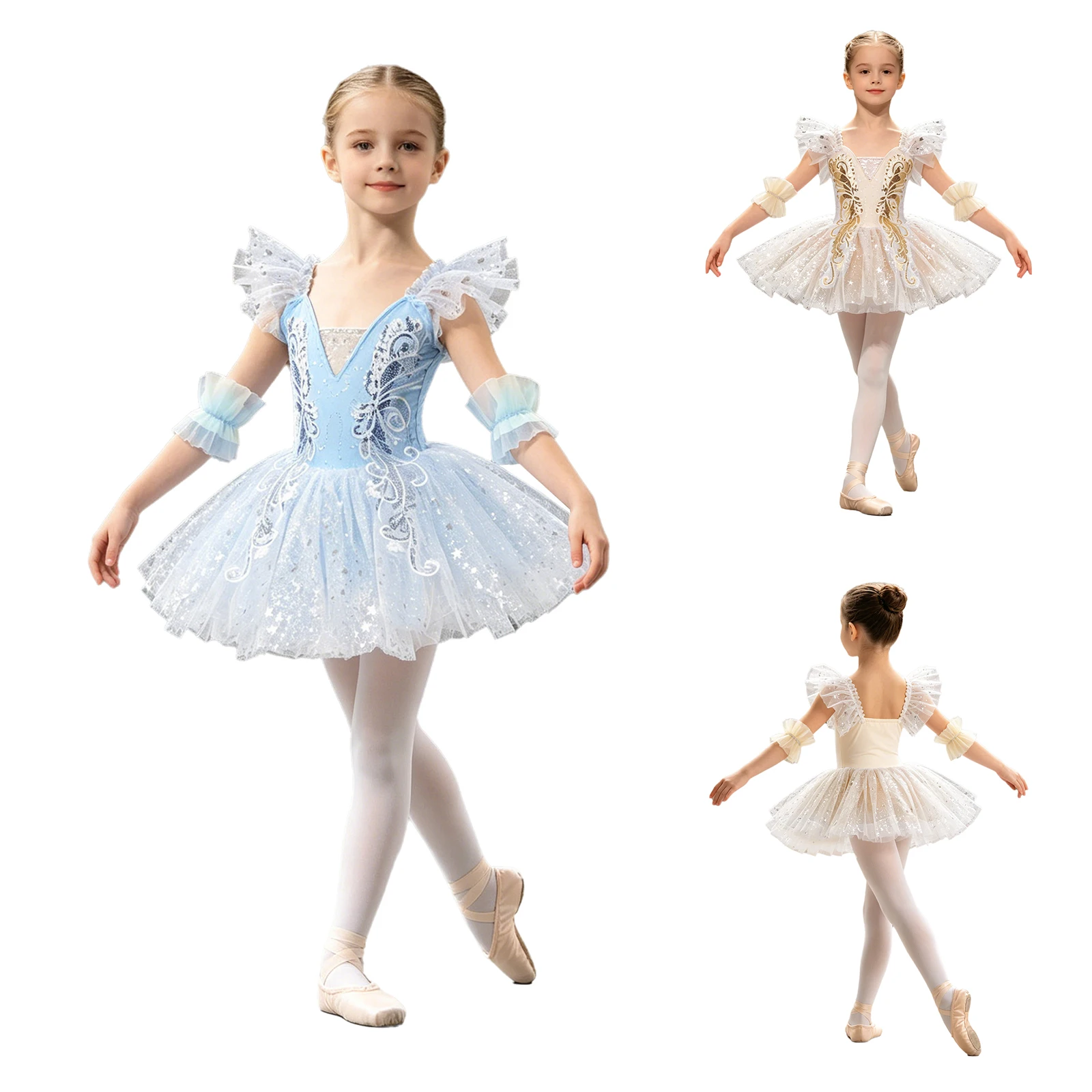 Vestido de ballet tutú con lentejuelas y detalles para niñas