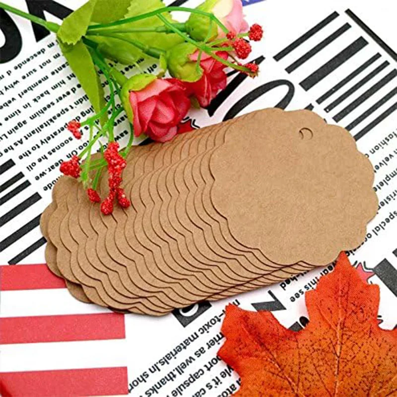 Etiquetas redondas de encaje para regalo, papel kraft artesanal - imagen 5
