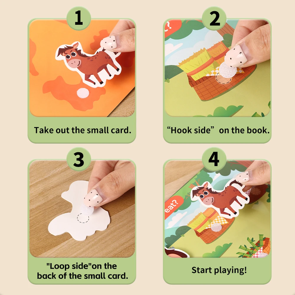 Libro Montessori con pegatinas reutilizables y actividades