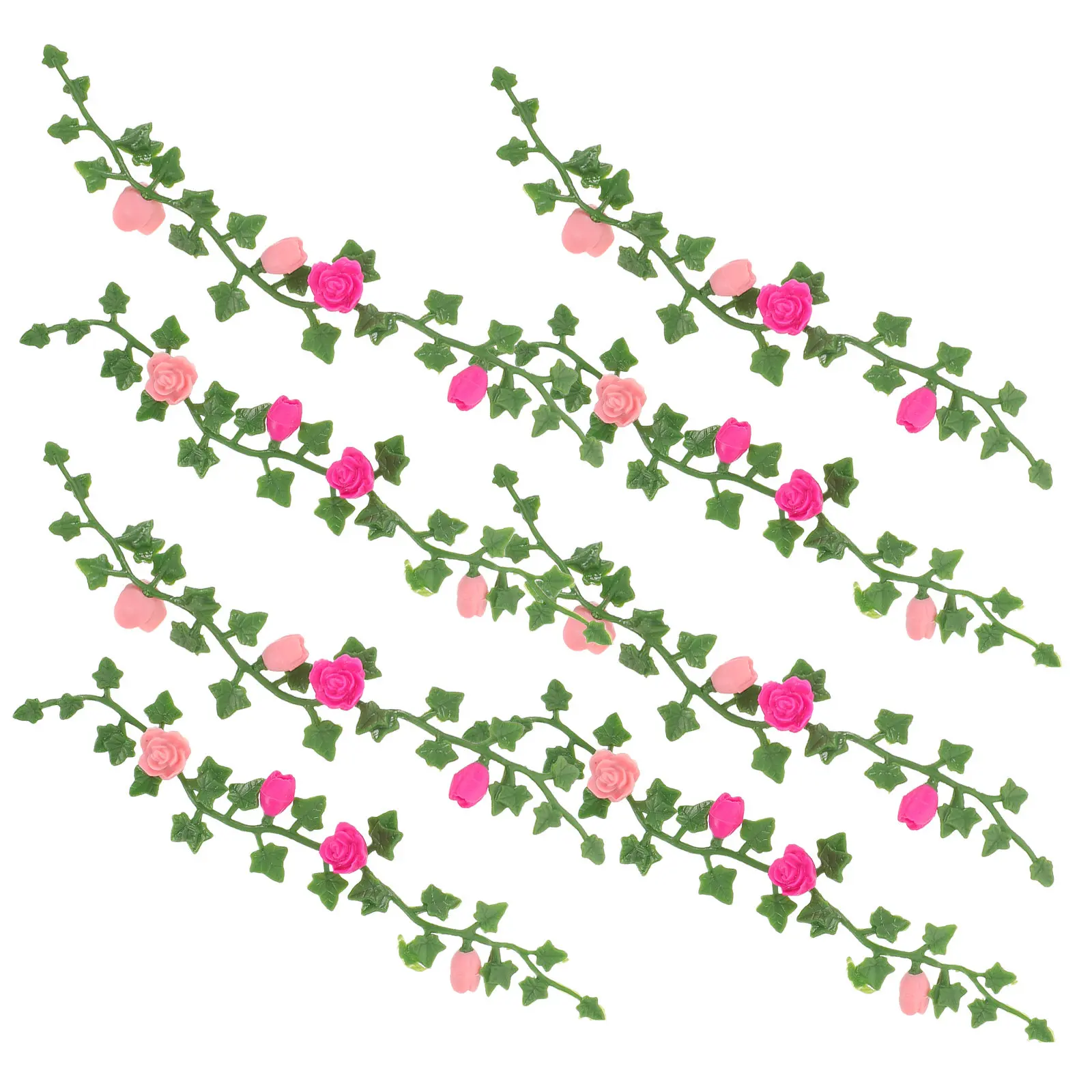 Flores artificiales rosas miniatura para decorar casa de muñecas - imagen 5