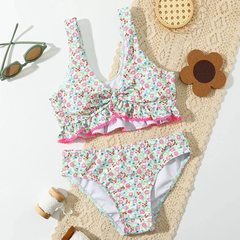Traje de baño niña floral de verano, bikini para playa - imagen 2