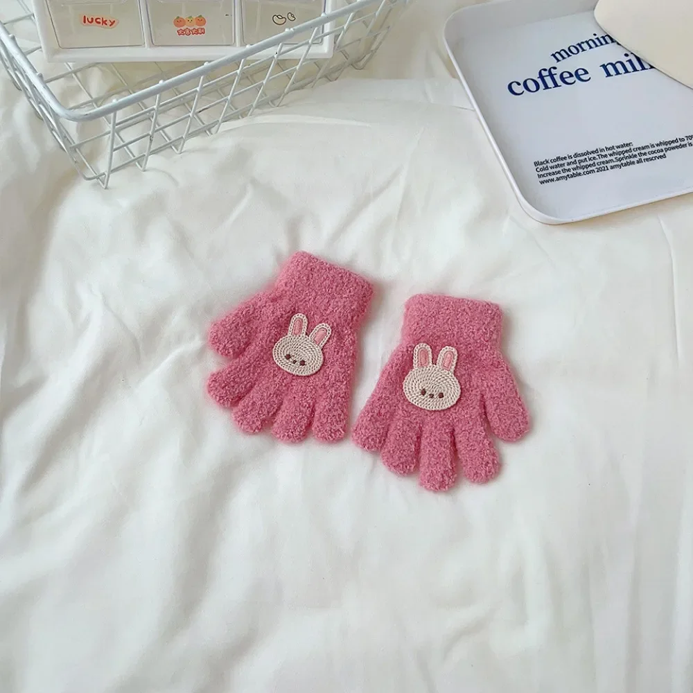 Manoplas infantiles elásticas gruesas de terciopelo para frío