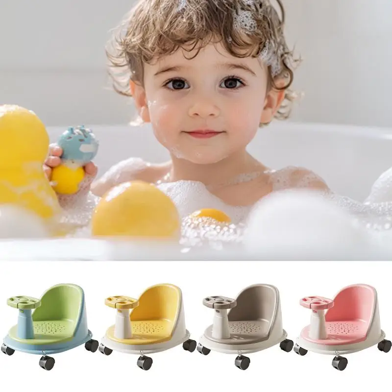 Asiento de baño bebé ergonómico antideslizante con rueda para ducha - imagen 4