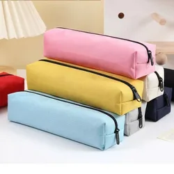 Estuche escolar kawaii mini con cremallera para lápices – Color sólido