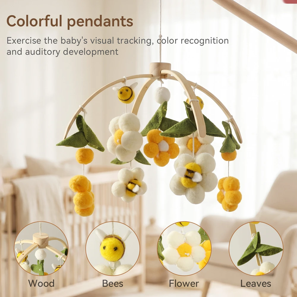 Móvil para cuna de madera con campanas colgantes calmantes suaves - imagen 3