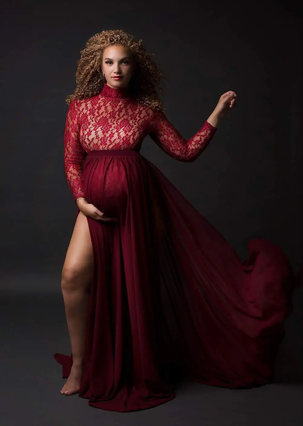 Vestido de maternidad de encaje con falda gasa extraíble Boutique - imagen 5