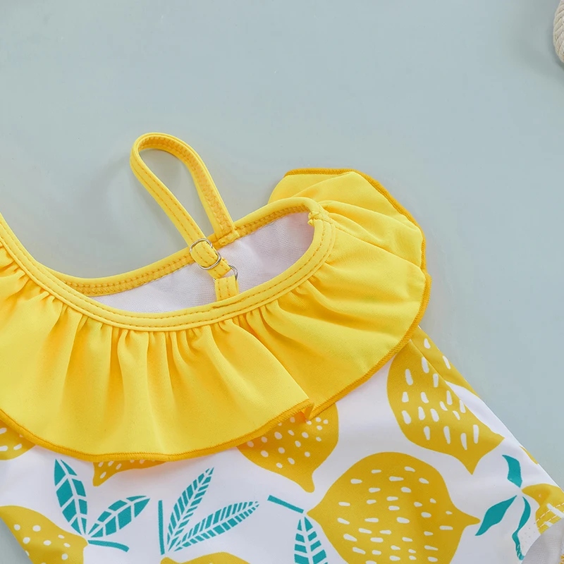 Tregren bañador niña verano hombros descubiertos estampado limones - imagen 4