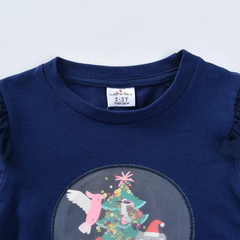 DXTON Camiseta manga larga de algodón para niña con letras - imagen 3