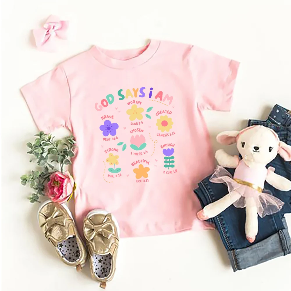 Camiseta infantil con lema Dios dice que soy valiente - Manga corta - imagen 2