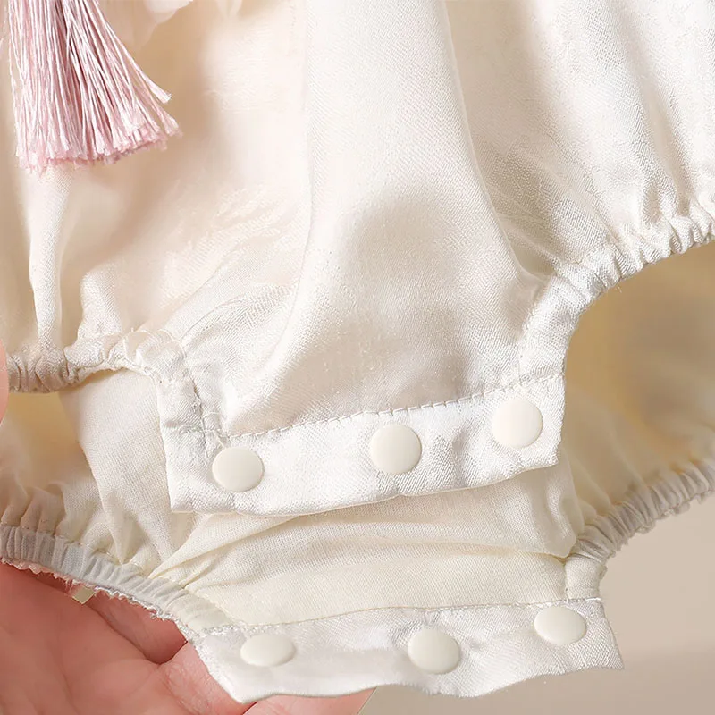 Conjunto recién nacida estilo chino rosa princesa de manga larga - imagen 4